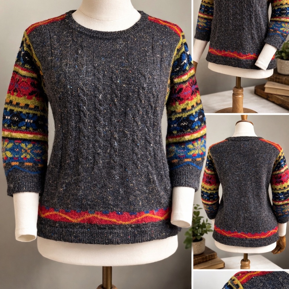 Millar Made in Ireland Wool Alpaca Silk Sweater • Women’s M • 3/4 Sleeve